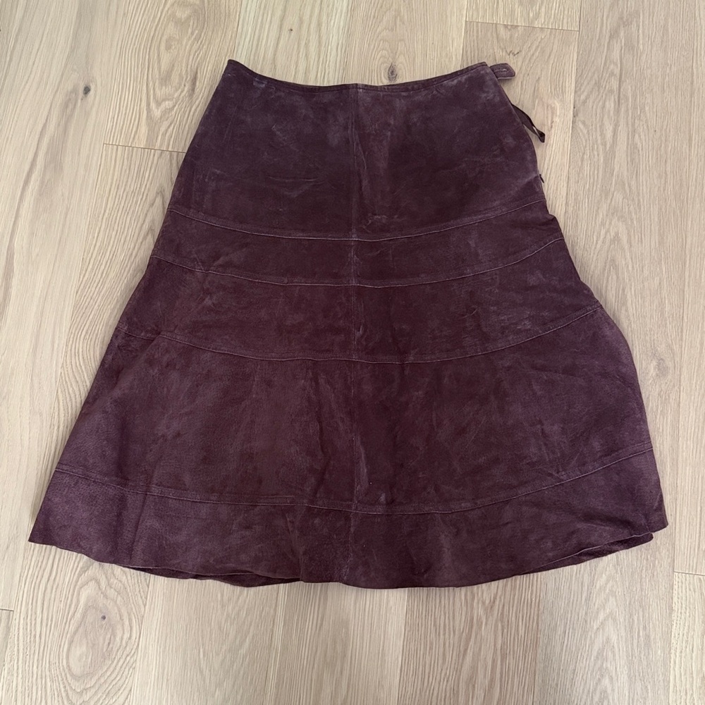 Equipment Dark Brown Suede Skirt